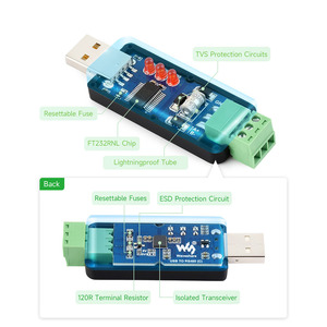 Convertisseur bidirectionnel isolé de qualité industrielle USB vers RS485 (C) avec puce FT232RN intégrée, transmetteur-récepteur isolé et TVS RS485 - Product Image 5