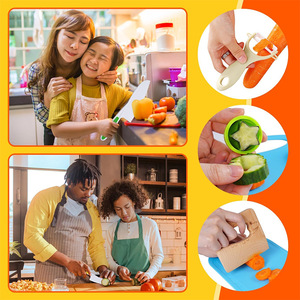 Bộ đồ ăn mẫu giáo 28 mảnh đặt Dao trái cây an toàn cho trẻ em & Thớt nhựa giáo dục sớm Bộ dụng cụ nấu ăn - Product Image 5