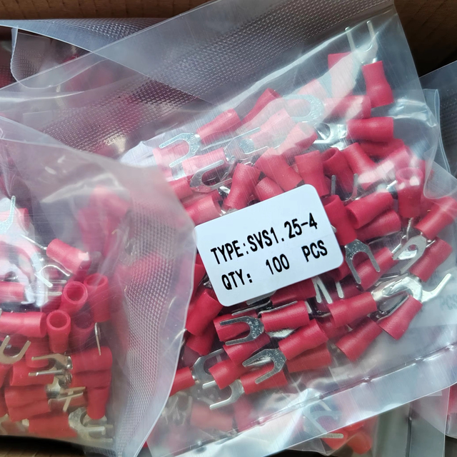 SV Pre-Insulated Spade Fork Type Terminals Copper/Brass Wire Crimping Terminal Lugs Cable Electrical Terminal