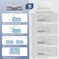 Oreiller en mousse à mémoire de forme en soie glacée de 65 cm, soutien cervical, oreiller orthopédique profilé pour la protection du cou, à récupération lente