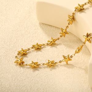 Collar de Cadena con Estrella de Acero Inoxidable Chapado en Oro PVD de 18K, Estilo Europeo Americano, a la Moda, Antideslustre, para Mujer - Product Image 5