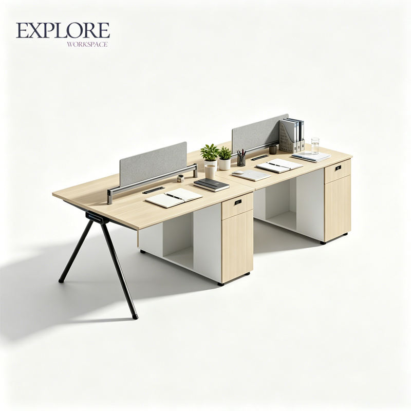 Modular Office Workspaces Modular Office Workstation 4 Person Desk Set with Storage Cabinet Desk ...