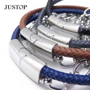 Pulsera de cuero de cadena de acero inoxidable de doble capa Simple de alta calidad, accesorio de moda para mujer, chapado en cobre antiguo - Product Image 4