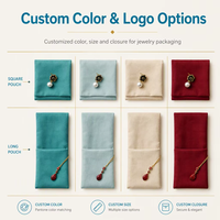 Pochette à bijoux en velours suédé personnalisée Luda avec logo, pliable, sac cadeau anti-poussière en velours avec fermeture à bouton pour présentation de bijoux