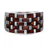 Bague Vintage en Argent 925 avec Rubis Sertis en Sceau, Coupe Coussin, Plaqué Rhodium, Design Large, pour Hommes et Femmes - Cadeau, Fête, Quotidien