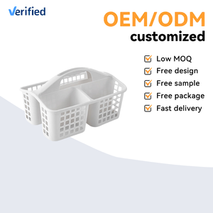 Panier de Douche Portable Blanc à 3 Compartiments, Organisateur de Salle de Bain en PP Respirant avec Poignée - Product Image 2