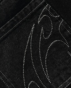 WT Personalizado al por mayor Streetwear Rhinestone Impreso Boot Cut Straight Wide Leg Boyfriend Hombre Acampanado Pantalones de mezclilla holgados Jeans para hombre - Product Image 3