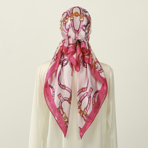Bufanda de moda para mujer, turbante islámico, Bandana, Foulard, diadema, sombrero, gorras, estampado Floral, seda satinada, <span class=keywords><strong>Hijab</strong></span> instantáneo para mujer musulmana - Product Image 4