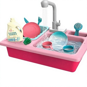 Kids Toddler <b>Plastic</b> Washing Sink Game Pretend <b>Play</b> Wash Basin Toy for 2-4 Years - Product Image 2