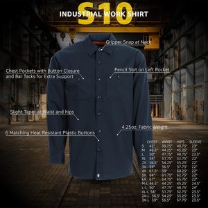 Custom Men's Long Sleeve Work Shirt <b>S10</b> Soil Release Uniform Top - Product Image 2