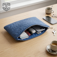 Bolsa de Maquillaje Acolchada Plana, Impermeable, de Poliéster con Diseño Topográfico, para Regalo, Venta al Por Mayor, Personalizable con Logotipo OEM