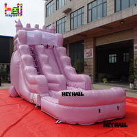 Toboggan aquatique gonflable géant rose pour adultes, 18 OZ PVC, pour l'extérieur, avec piscine amovible, pour les fêtes d'enfants dans la cour