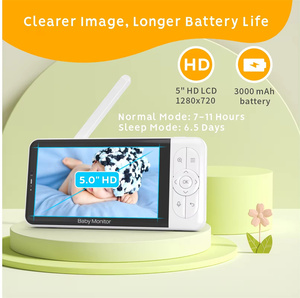 Nouvelle caméra vidéo pour bébé Wifi 5,0 pouces 720P, <span class=keywords><strong>babyphone</strong></span> audio, vision nocturne, batterie 3000mAh, moniteur vidéo pour bébé - Product Image 4