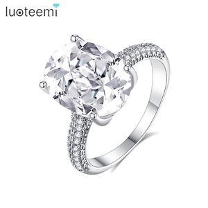 LUOTEEMI Ovale Vorm Duiven Eieren Clear Zirconia Grote CZ Steen Sieraden Vinger Ringen voor Vrouwen Party Geschenken Luxe Sieraden - Product Image 1