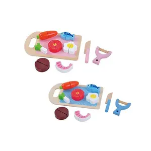 Kitchen 16pcs magic wooden cutting fruit and vegetable set kids toys pretend play felt food