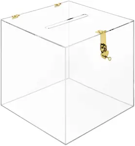 Acrylic Donation Box With Lock Wedding Wishing Well Ballot Boxes