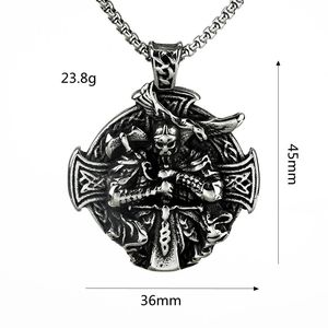 Vintage Nordic Style Men's Stainless Steel Viking Odin Pendant Necklace <b>Cross</b> Charm Gift - Product Image 5
