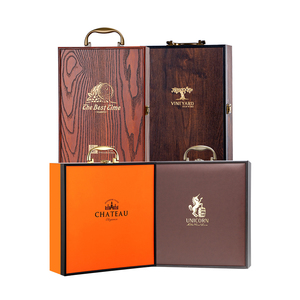 Luxury Custom Wine Champagne Whiskey Brandy Packaging Box Gift Box Luxury High-End Wooden Wine Box
