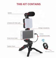 Kit de création vidéo Caméra Téléphone Pieuvre Trépied Kit vidéo Lumière LED Microphone Trépied Mains Kit d'éclairage vidéo Bâton de selfie