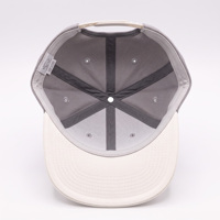 Casquette de baseball structurée à 5 panneaux personnalisée, bicolore gris et blanc, avec logo TR brodé, visière incurvée, en sergé de coton, vente en gros