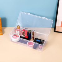 Mini boîte de rangement rectangulaire en plastique transparent avec couvercles articulés pour petits objets et autres projets d'artisanat