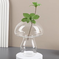 Vase en verre hydroponique en forme de champignon jaune bleu rose le plus populaire pour la décoration de table