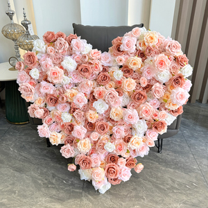Parete di <span class=keywords><strong>rosa</strong></span> di seta a forma di cuore parete di fiori amore cuore sfondo finto per <span class=keywords><strong>la</strong></span> festa di nozze, asilo nido, camera bambina, casa - Product Image 1