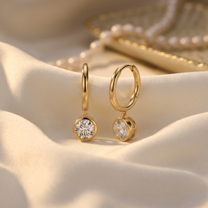2 Ct Lab Grown Diamond Drop <b>Hoop</b> <b>Earrings</b> 925 Sterling <b>Silver</b> & 14K <b>Solid</b> Gold OEM ODM Wholesale Supplier - Product Image 5