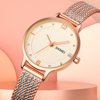 Montre à quartz authentique pour femme, bracelet en acier inoxydable et cuivre avec accents de diamants, montre étanche décontractée et professionnelle