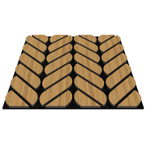 Pannello di parete acustica in poliestere 600 * onda 600 per decorazione interna impiallacciatura in legno di quercia naturale <span class=keywords><strong>Bubos</strong></span> Cimena Hall fonoassorbente - Product Image 3