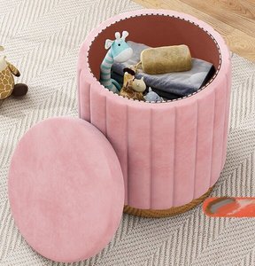 Light Luxury Round Velvet Makeup Chair Small Modern Dresser Stool <strong>with</strong> <strong>Storage</strong> <strong>Bench</strong> for Bedroom Fabric Seat for Sofa Home Use - Product Image 6