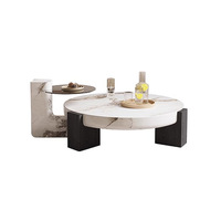Table basse en marbre minimaliste italienne, salon, petit appartement, luxe léger, taille ronde, table basse combinée