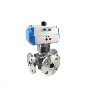 วาล์วบอลแบบหน้าแปลน 3 ทาง นิวเมติก สแตนเลส ANSI สำหรับโรงงาน OEM ขนาด DN25-DN600 ทนอุณหภูมิสูง ODM - Product Image 2