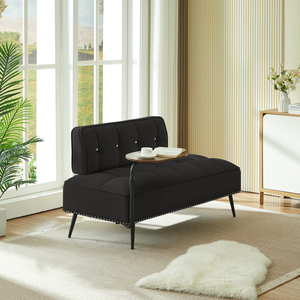 Modern Two Seater Velvet Sofa 54 Inch With <b>Backrest</b> And Rotating Side Table Entryway Ottoman Multi Use Bench Office Desk - Product Image 6