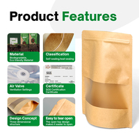 Bolsa de Papel Kraft Mate con Ventana y Cierre Zip, Impresión Personalizada, para Envasado de Té, Suministro de Fábrica