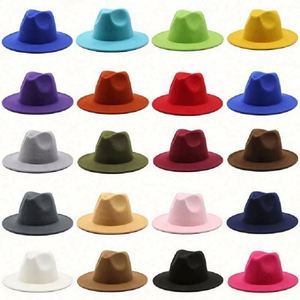 หมวกเฟโดราปีกกว้างแบบลำลองและเป็นทางการสำหรับผู้ใหญ่ทุกเพศ สีแดงเบอร์กันดี ผ้าโพลีเอสเตอร์/คอตตอน ใช้ได้ทุกฤดู ขายส่ง - Product Image 1