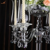 Candélabre en cristal de luxe fait main à 5 bras et longue tige, 106 cm, pour Noël, mariage, centre de table, tailles personnalisées, décoration intérieure