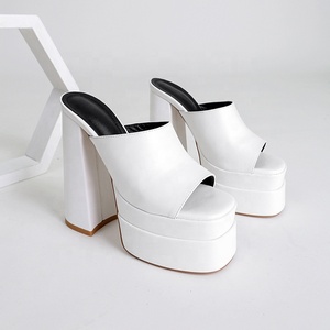 Wholesale Dropship Anti-Slippery Breathable Square Toe <b>Lady</b> <b>Platform</b> Shoes Super High Heel Chunky Wedge Autumn <b>Sandals</b> for Party - Product Image 6