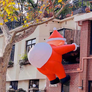 Bingo Factory Wholesale Outdoor Xmas Led Inflatable Decorative <strong>Climbing</strong> Wall Christmas Santa Claus for Building - Product Image 5