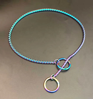 Neue Umweltfreundliche 316 Edelstahl Martingale Schwarze Hundeleine mit Schlangenkette und Nieten-Dekoration für Hunde & Kleintiere