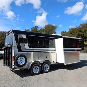 2/3/4 Horse Angle Load Float Gooseneck Horse <b>Trailer</b> 2 Axles 5 Wheels LED Lights Double Axle Electric Brakes Customized Color - Product Image 4