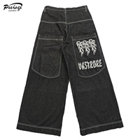 Pantalon en jean pour homme, coupe ample vintage, surdimensionné, style Y2k, 100% coton, avec broderie de patch, fabriqué sur mesure par le fabricant