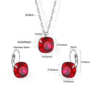 Red Zircon Note Jewelry <b>Set</b> Stainless Steel Jewelry <b>Earrings</b> and Pendant Statement <b>Gold</b> Jewelry <b>Sets</b> - Product Image 5