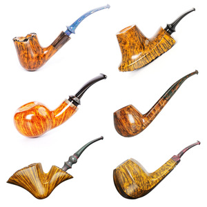 Bent Tobacco Pipe Briar Wood 3mm Mouthpiece Vulcanized Rubber Wholesale Smoking Pipe - Product Image 1