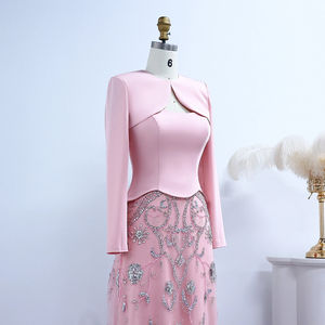 Janceral Lsz254 चिक गुलाबी क्रिस्टल मर्मेड शाम प्रोम दो औपचारिक कपड़े पहनते हैं - Product Image 4