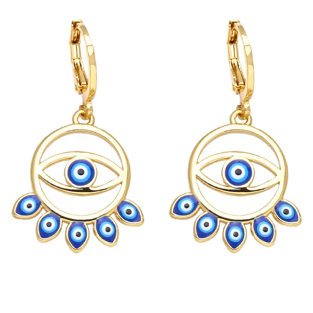 Devil's eye Earrings for Women Geometric Love Mujer Earring Crystals Fashion Zircon Piercing Wedding Jewelry Girls