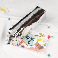 Trousse à crayons étanche et pailletée pour stylos Sac à fermeture éclair cosmétique transparent au laser Pochette de maquillage à fermeture éclair