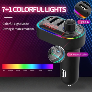 LUTU C12transmisor fm manos libres para el coche mp3 player 7 + 1 luces de colores PD usb rápido cargador de coche de apoyo sirl - Product Image 2