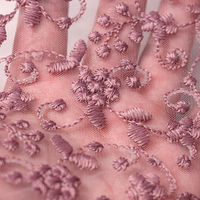 Tissu en dentelle brodée de haute qualité avec fil de polyester laiteux, motif de petites fleurs, tulle, filet, dentelle pour robe