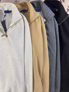 Maglione da uomo con logo personalizzato in pile di <span class=keywords><strong>cotone</strong></span> con mezza Zip di alta qualità felpa da uomo - Product Image 6